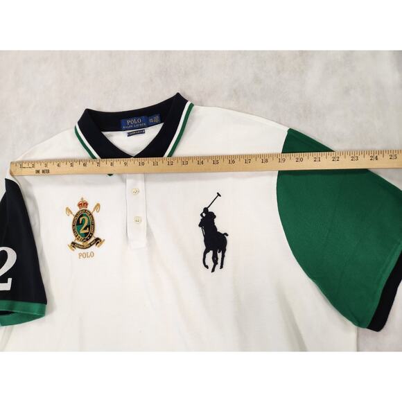 Polo Ralph Lauren Big Pony Crest Custom Fit XXL White Short Sleeves blue green - Picture 6 of 8